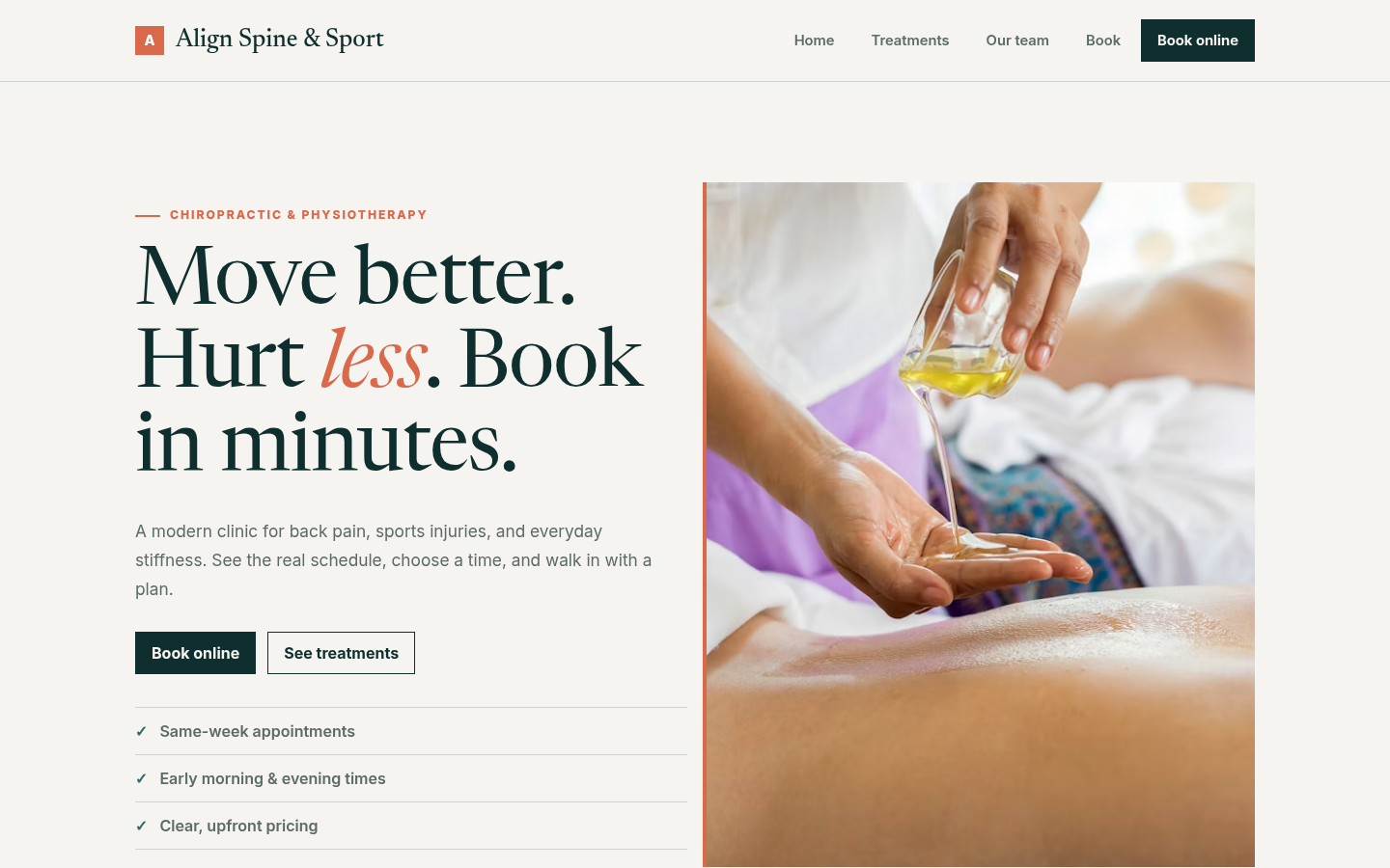 Screenshot of the Align template homepage