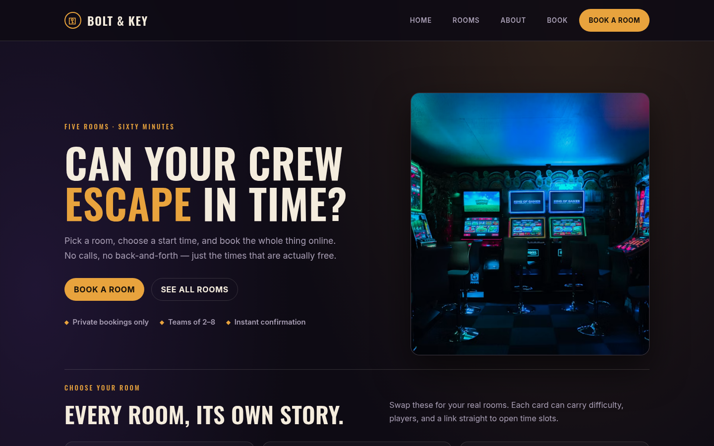 Screenshot of the Escape template homepage