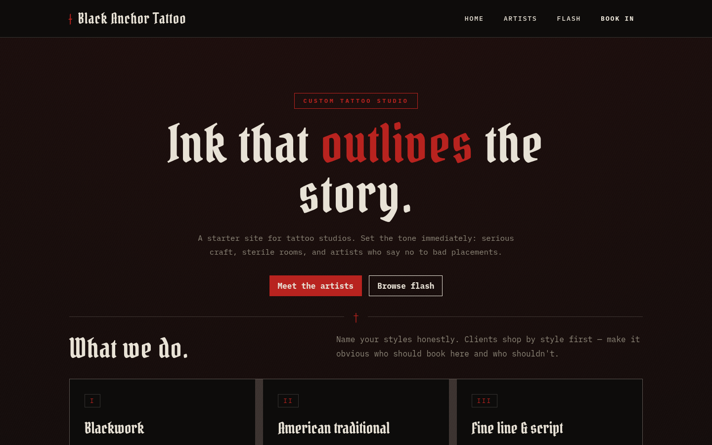 Screenshot of the Forge template homepage