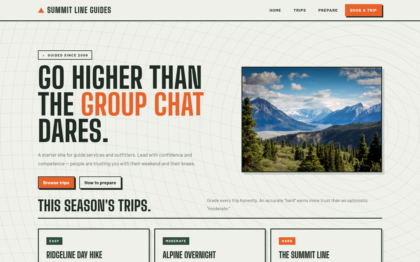 Screenshot of the Summit template homepage